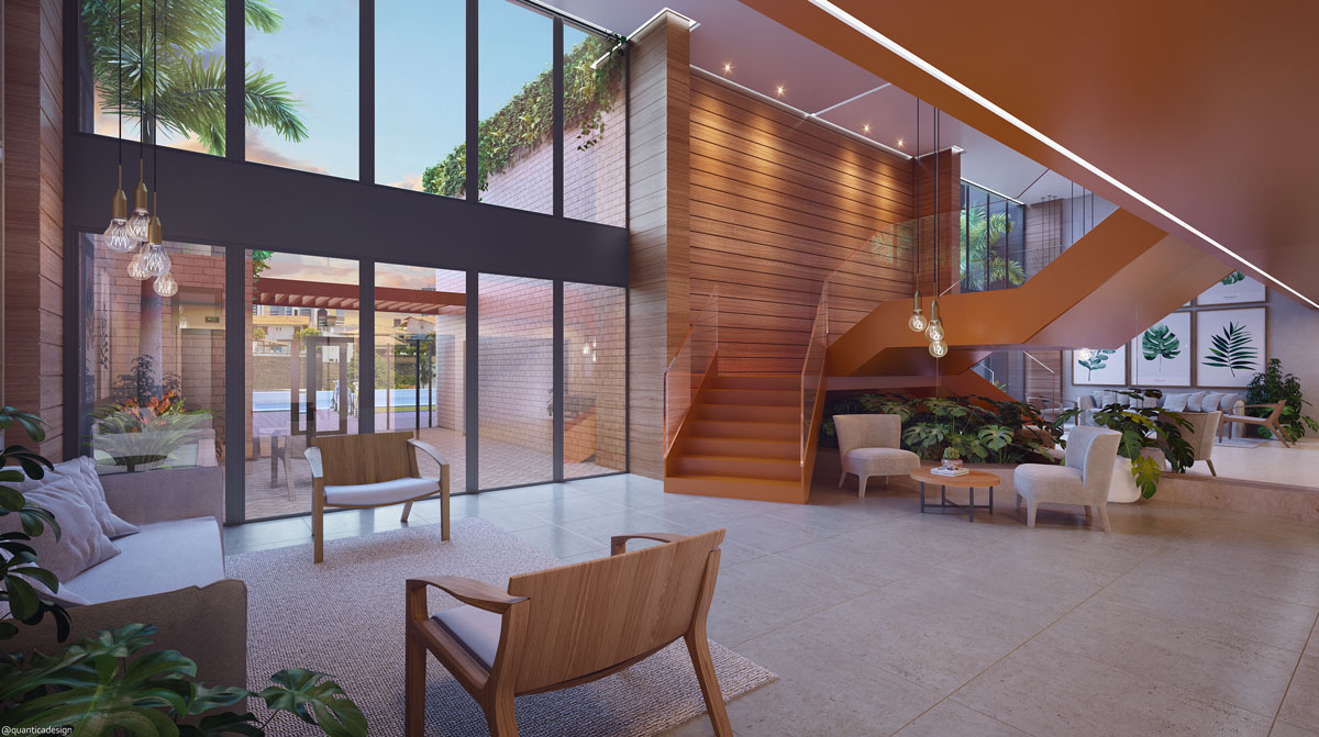 Perspectiva ilustrada do lobby