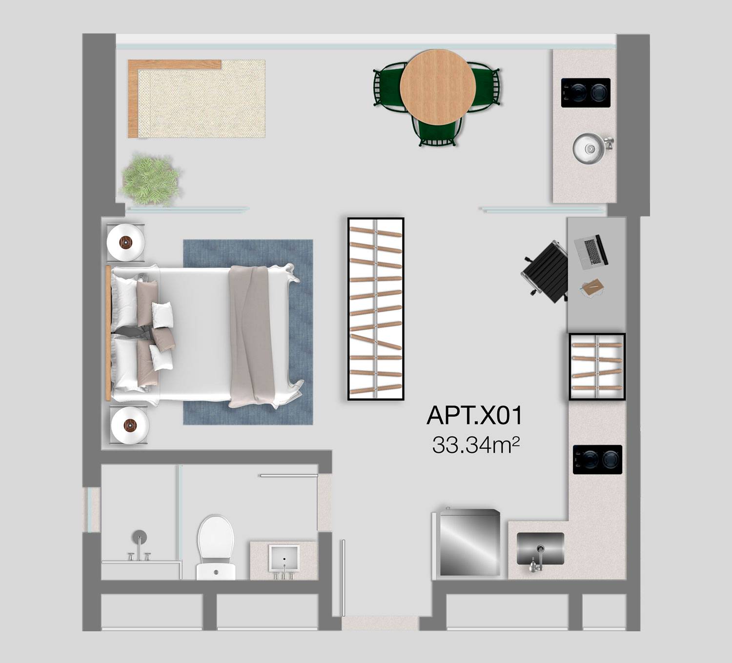 Planta quarto e sala X01