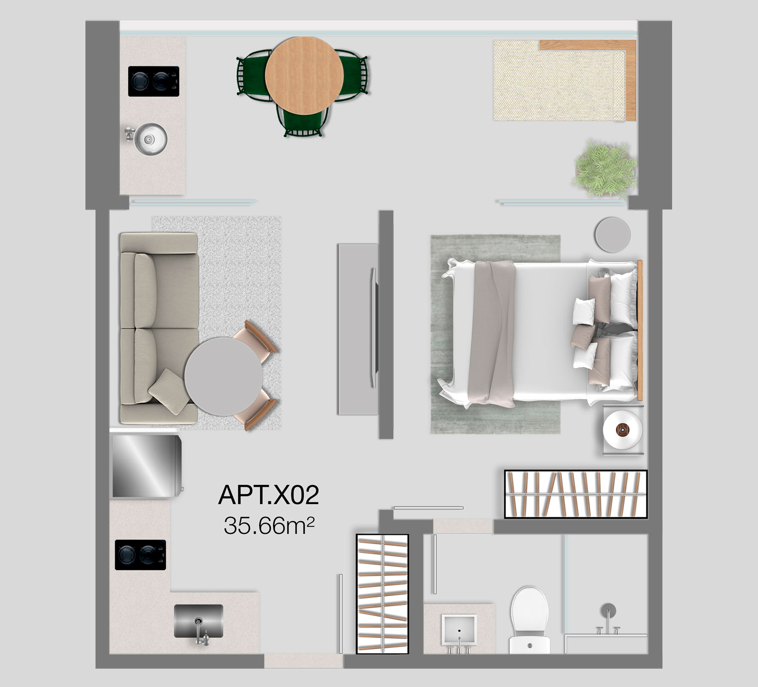 Planta quarto e sala X02